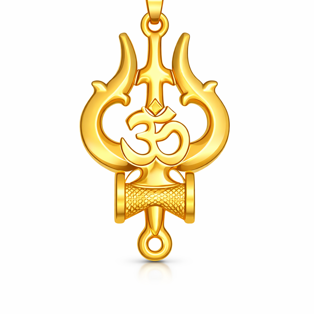 Om Shiva Trishul Pendant 35x22mm – Ornamental Necklace Charm – Casting Ready Jewelry Design