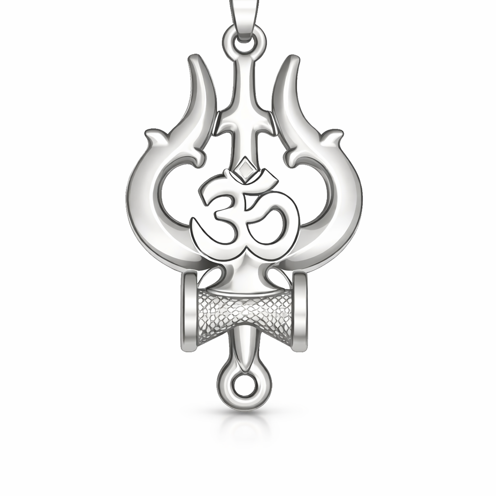 Om Shiva Trishul Pendant 35x22mm – Ornamental Necklace Charm – Casting Ready Jewelry Design