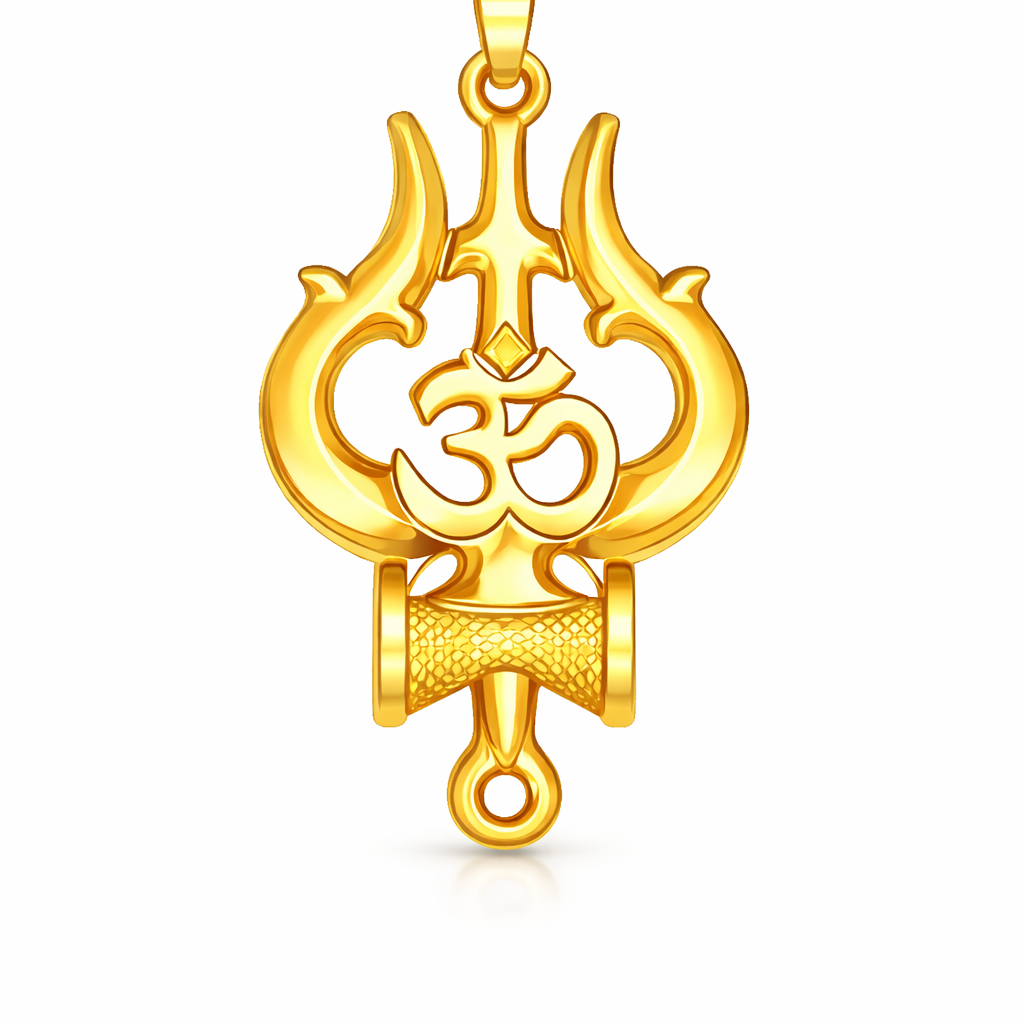 Om Shiva Trishul Pendant 35x22mm – Ornamental Necklace Charm – Casting Ready Jewelry Design