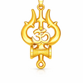Gold Om Shiva Trishul Pendant 35x22mm – Polished Necklace Charm – Jewelry Casting Design