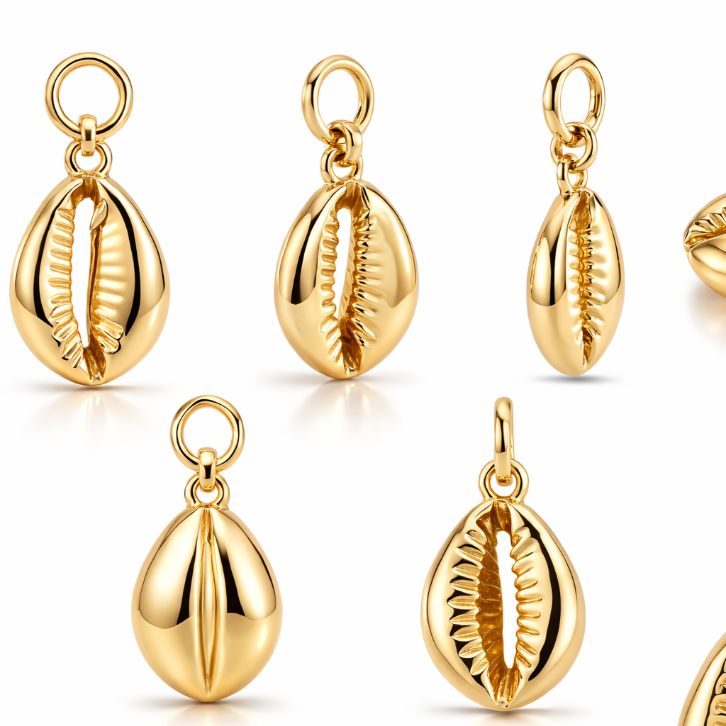 Cowrie Shell Pendant – Polished Silver & Brass Ocean-Inspired Charm