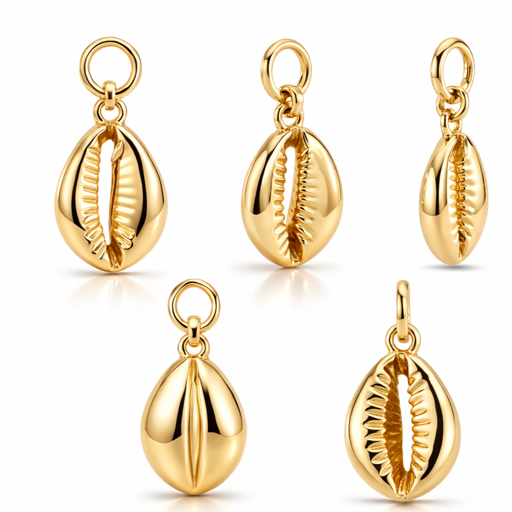 Solid Gold Cowrie Shell Pendant – Ocean-Inspired Luxury Charm