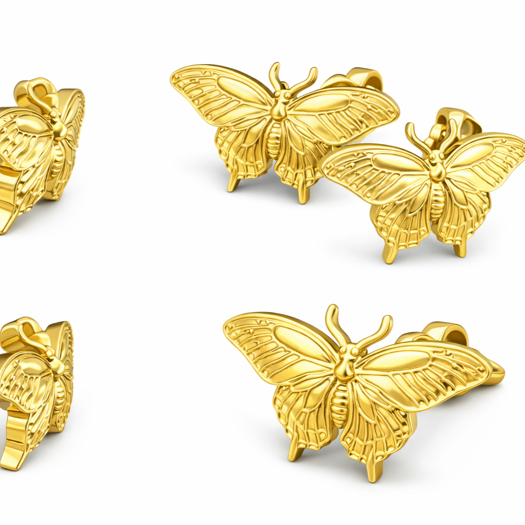 Butterfly Stud Earrings in Polished Gold Finish | Delicate Butterfly Earrings | Minimalist Nature Inspired Jewelry | 15mm Stud Earrings