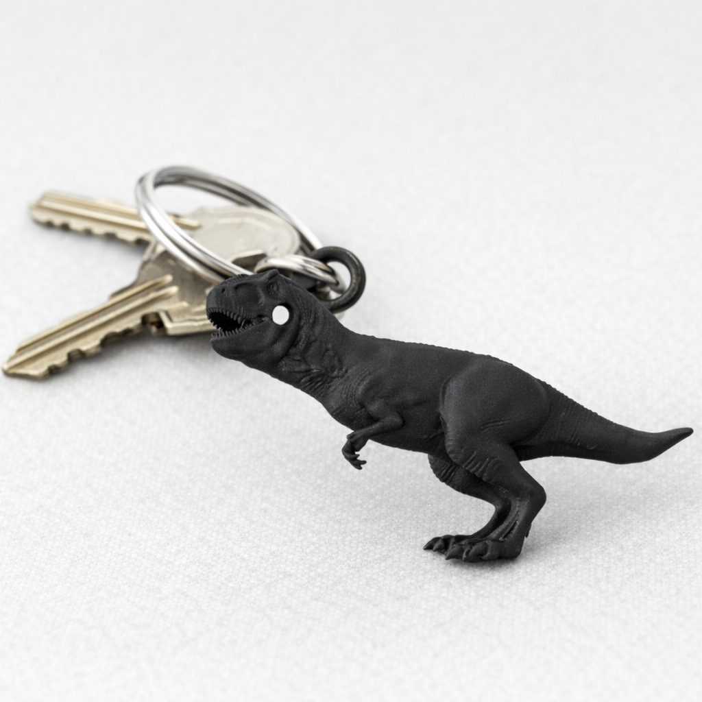 T-Rex Keychain Charm – Flexible TPU Dinosaur Tag | 3D Printed Keyring Pendant | PLA Nylon Options | Bag Charm Gift
