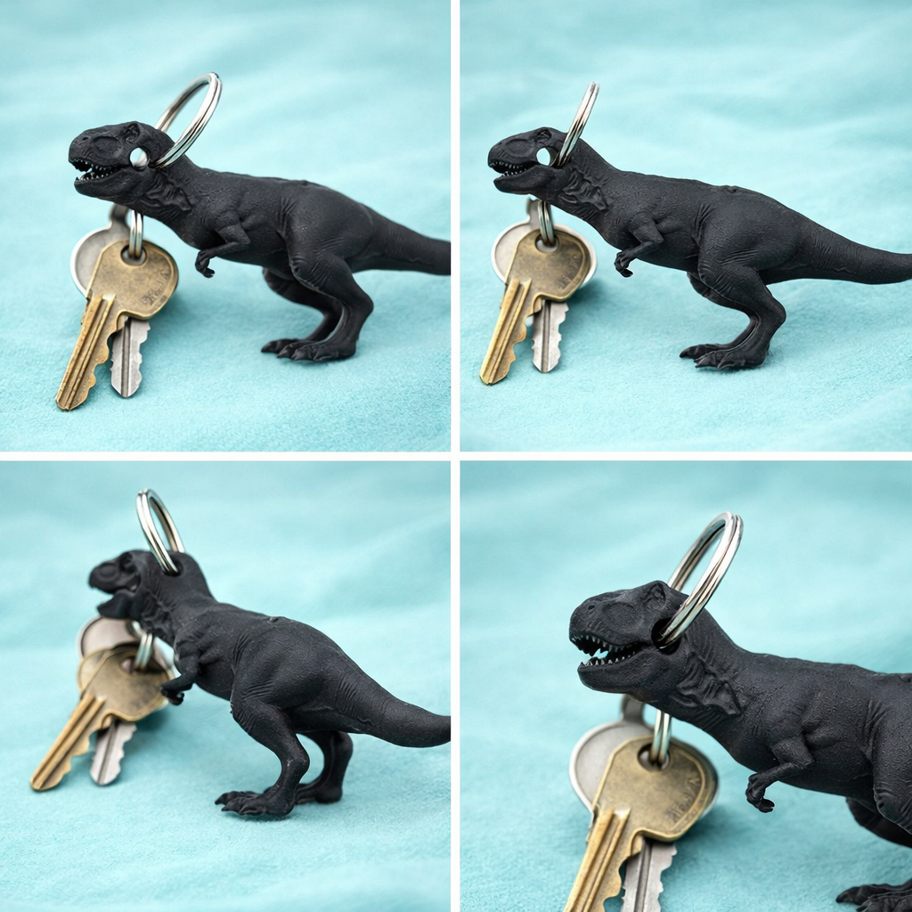 T-Rex Keychain Charm – Flexible TPU Dinosaur Tag | 3D Printed Keyring Pendant | PLA Nylon Options | Bag Charm Gift