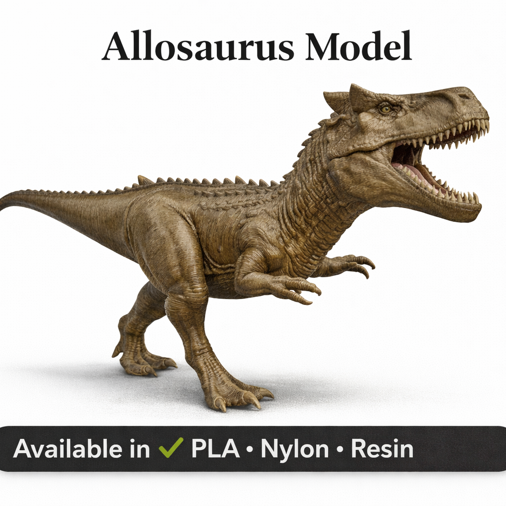 Allosaurus Dinosaur Model 3D Printed, Realistic Theropod Figure, Dinosaur Statue, Collector Display, PLA Nylon Resin, Prehistoric Decor