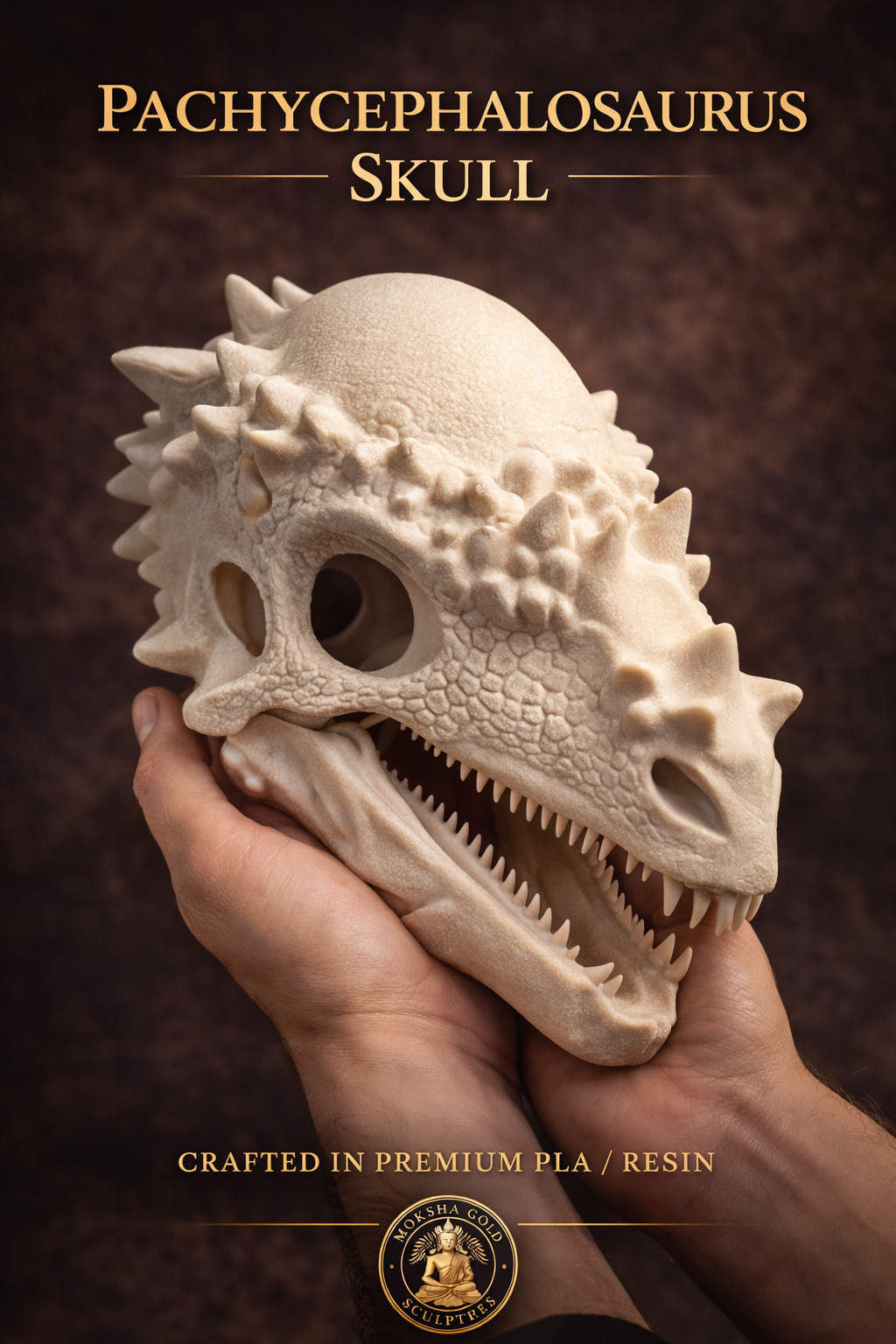 Pachycephalosaurus Skull 250mm | 3D Printed Dinosaur Skull Replica | Collectible Prehistoric Sculpture
