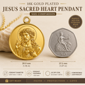 Jesus Sacred Heart Coin Pendant Necklace | 18K Gold Plated, Sterling Silver or Polished Brass | Christian Medallion | Catholic Religious Jewellery | 30mm