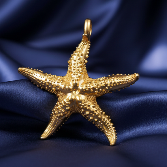 Starfish Pendant Necklace | 9K Gold, Sterling Silver or Polished Yellow Brass | Ocean Jewelry | Beach Necklace | Nautical Pendant | Sea Life Gift for Her