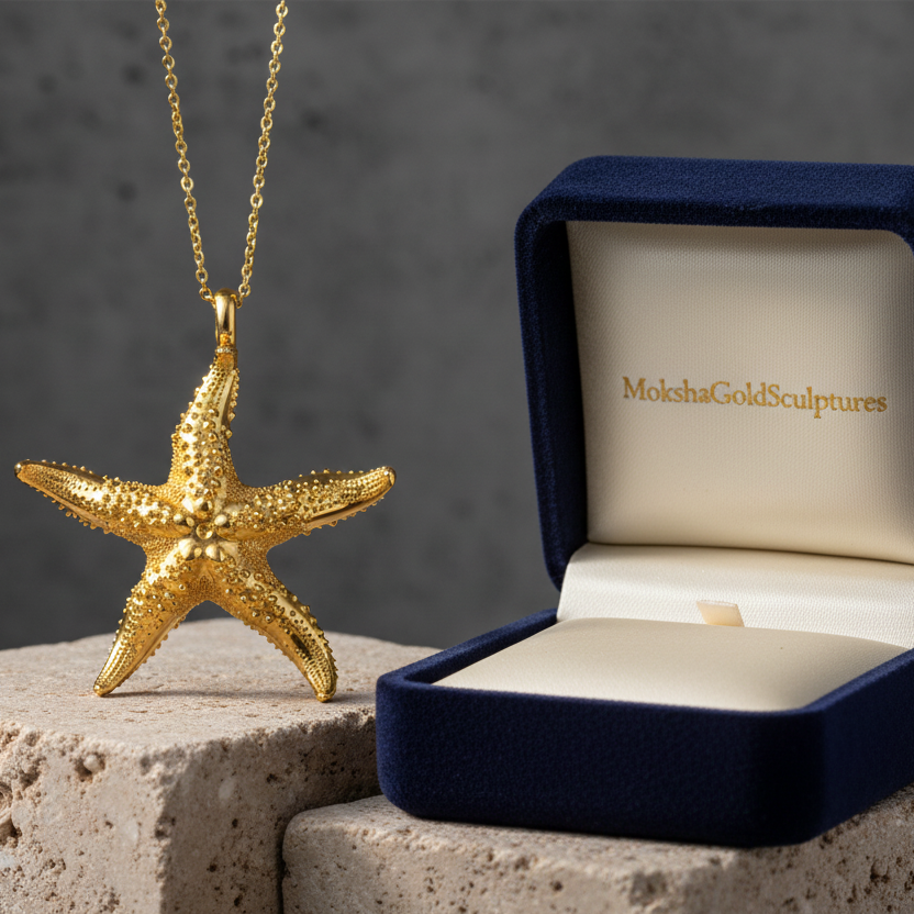Starfish Pendant Necklace | 9K Gold, Sterling Silver or Polished Yellow Brass | Ocean Jewelry | Beach Necklace | Nautical Pendant | Sea Life Gift for Her