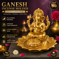 Golden Ganesh Incense Holder with Lotus Base – PLA 3D Printed Spiritual Decor – Meditation Ash Catcher – Hindu Home Temple Gift – Free Shipping