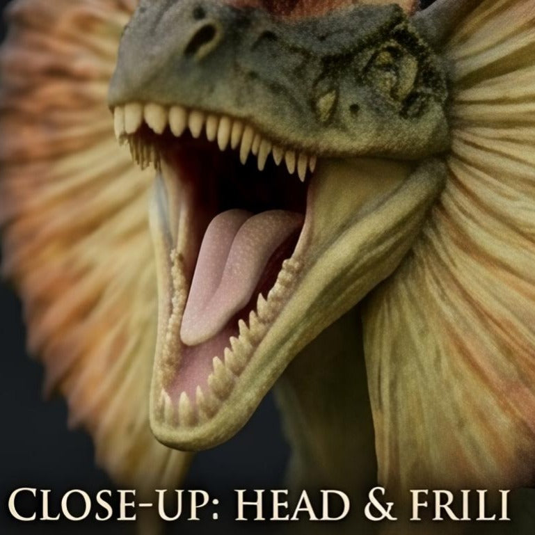 Dilophosaurus 3D Printed Model – Dinosaur Sculpture | PLA & Smooth Nylon | Various Colors | Detailed Prehistoric Collectible