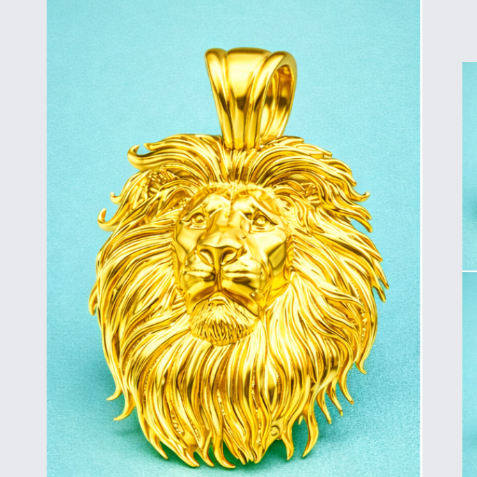 Lion Head Pendant Yellow Gold Rose Gold White Gold Statement Animal Jewelry 20mm Unisex Pendant