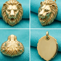 Lion Head Pendant Yellow Gold Rose Gold White Gold Statement Animal Jewelry 20mm Unisex Pendant