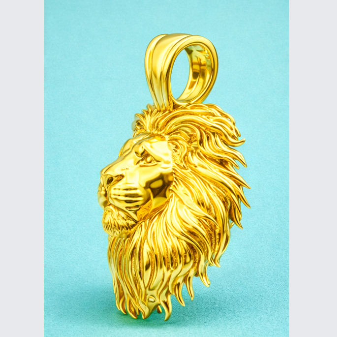 Lion Head Pendant Polished Silver Polished Brass Statement Animal Jewelry 20mm Unisex Pendant