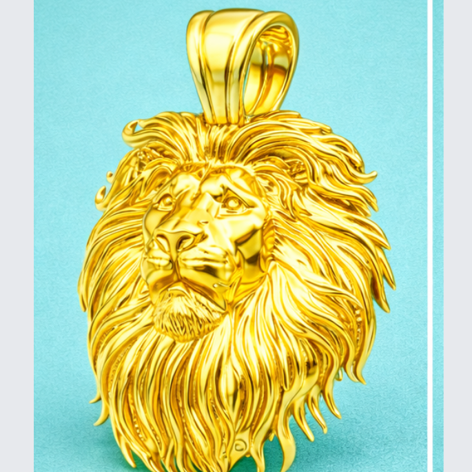 Lion Head Pendant Yellow Gold Rose Gold White Gold Statement Animal Jewelry 20mm Unisex Pendant