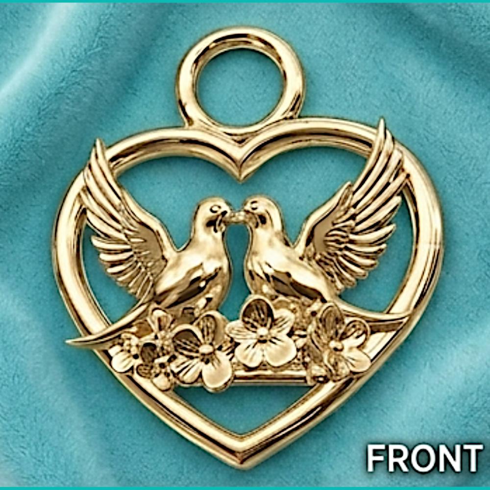 Love Birds Heart Necklace, Romantic Couple Gift, Anniversary Gift for Girlfriend, Symbol of Eternal Love Jewelry Gold