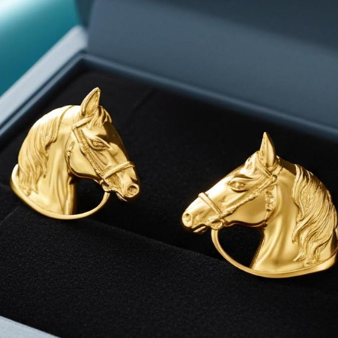 Solid Gold Horse Stud Earrings | 9k 14k 18k Equestrian Jewellery