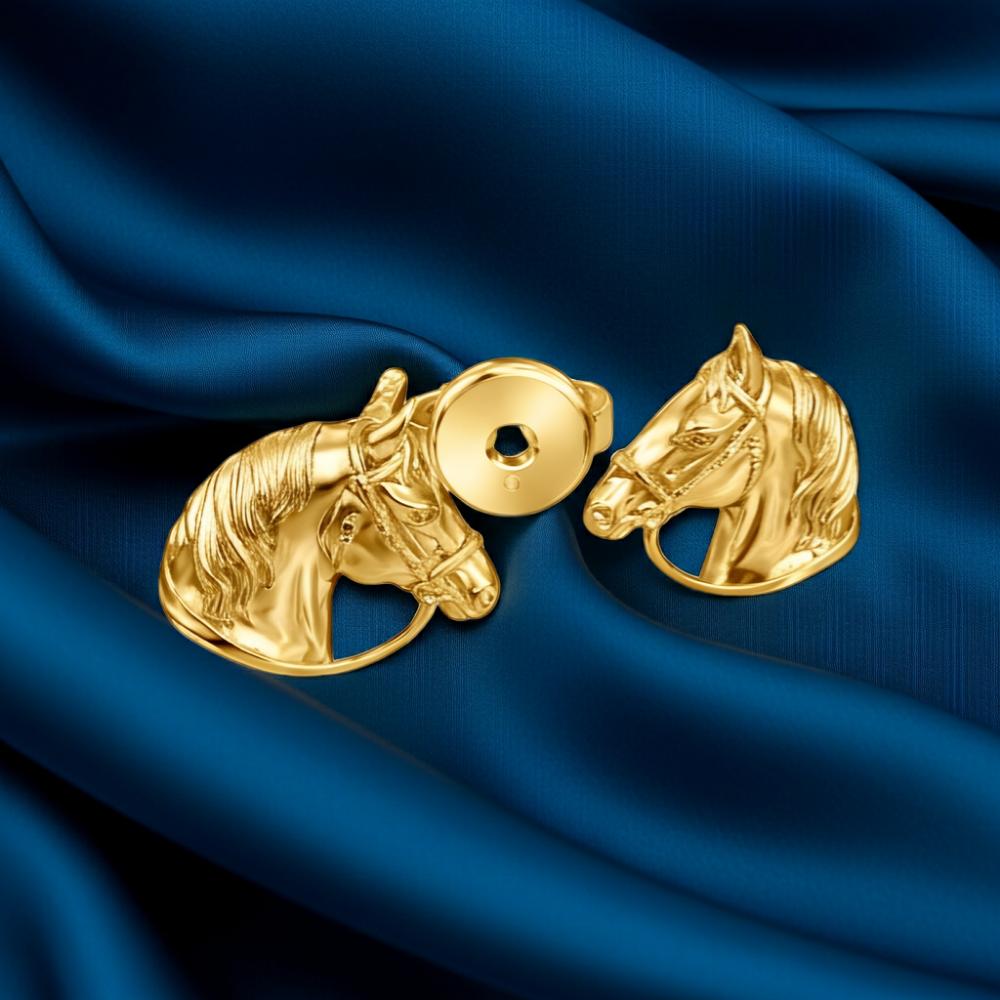 Horse Stud Earrings | 925 Sterling Silver & Brass | Equestrian Jewellery
