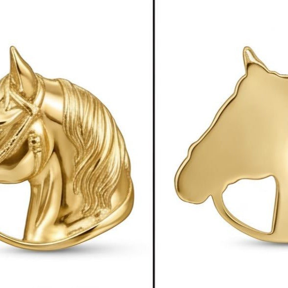 Horse Stud Earrings | 925 Sterling Silver & Brass | Equestrian Jewellery