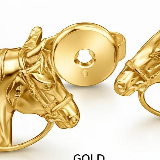 Horse Stud Earrings | 925 Sterling Silver & Brass | Equestrian Jewellery