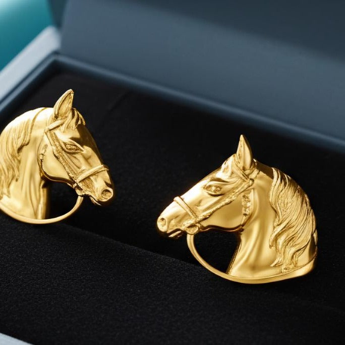Horse Stud Earrings | 925 Sterling Silver & Brass | Equestrian Jewellery