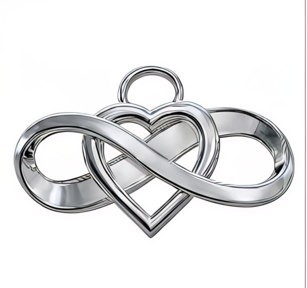 Infinity Heart Pendant Necklace – Solid Gold, Silver or Brass – Romantic Love Symbol Jewelry