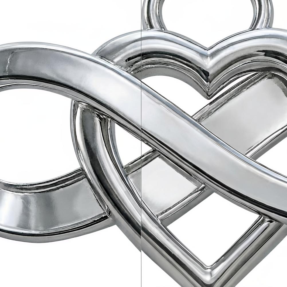 Infinity Heart Pendant Necklace – Solid Gold, Silver or Brass – Romantic Love Symbol Jewelry