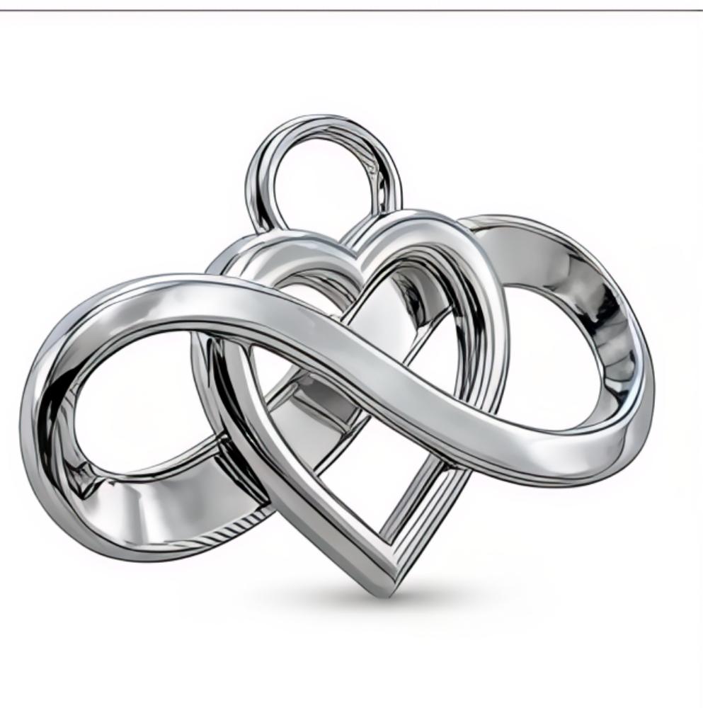 Infinity Heart Pendant Necklace – Solid Gold, Silver or Brass – Romantic Love Symbol Jewelry