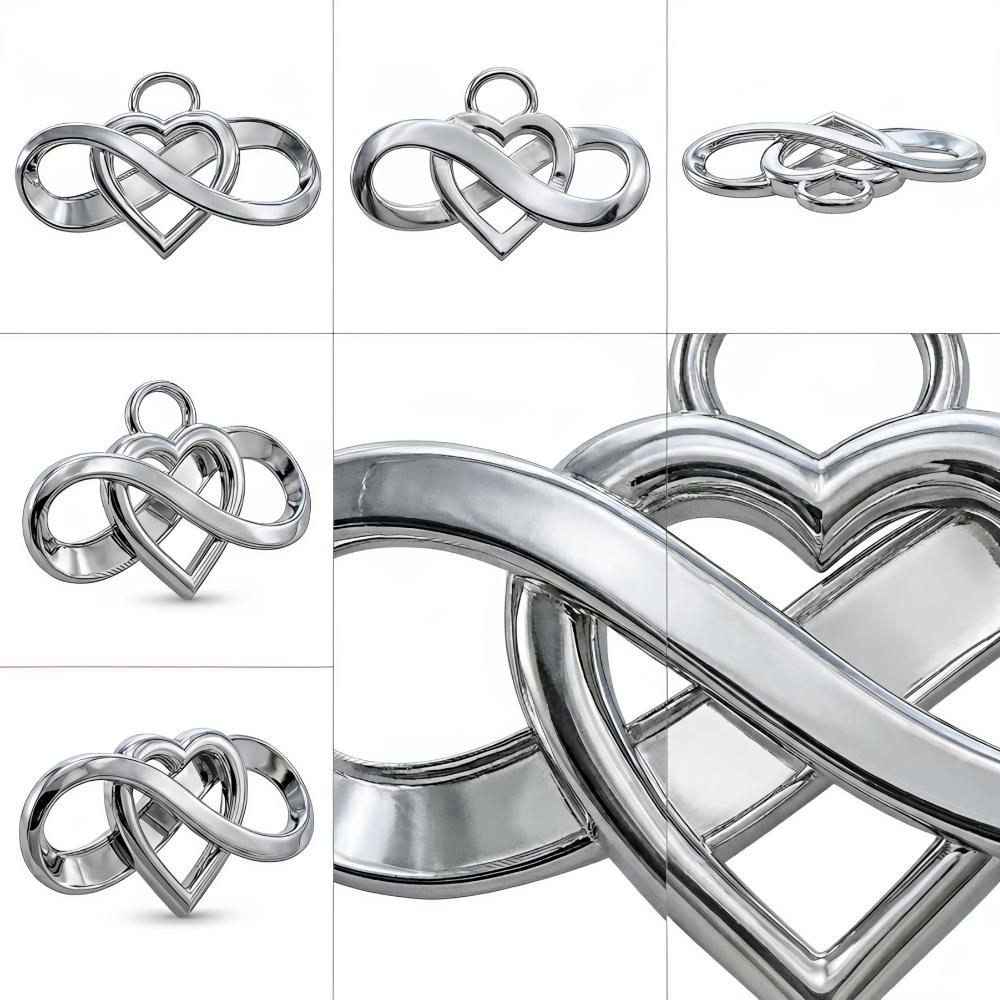 Infinity Heart Pendant Necklace – Solid Gold, Silver or Brass – Romantic Love Symbol Jewelry