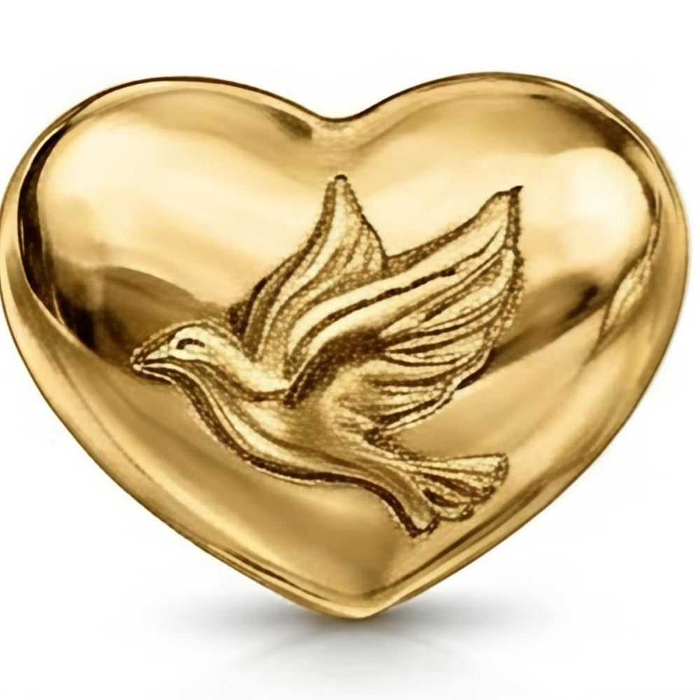 Gold Love Dove Heart Earrings, 14K 18K Gold Dove Studs, Romantic Heart Earrings, Bird Jewelry, Anniversary Gift for Her, Fine Gold Jewelry