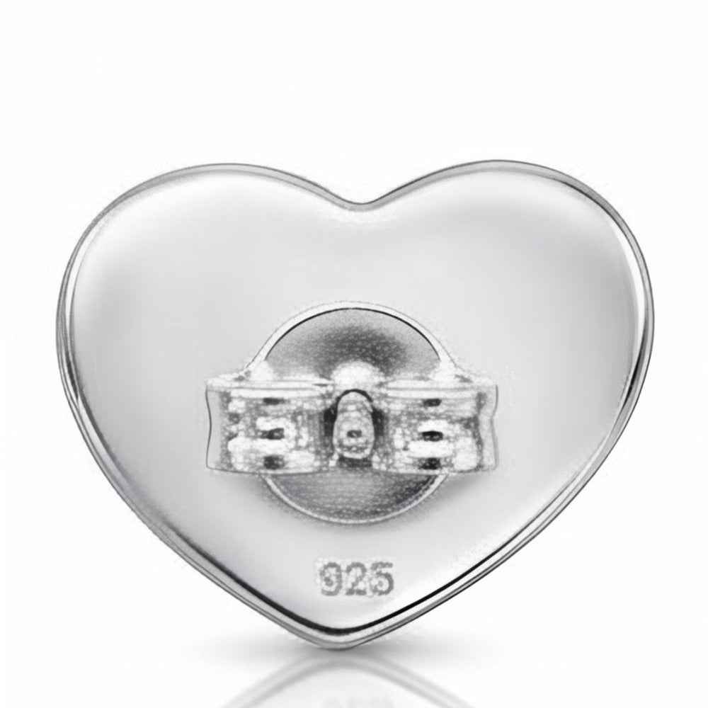 Love Dove Heart Stud Earrings | 925 Sterling Silver & Brass | Romantic Jewellery