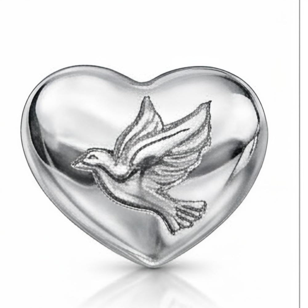 Love Dove Heart Stud Earrings | 925 Sterling Silver & Brass | Romantic Jewellery