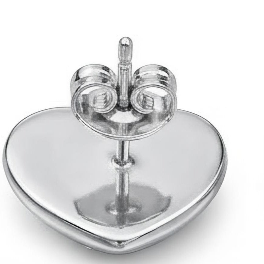 Love Dove Heart Stud Earrings | 925 Sterling Silver & Brass | Romantic Jewellery