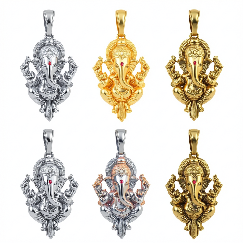 Lord Ganesh Pendant with Intricate Carvings – Modak & Blessing Gesture, Handcrafted Finis