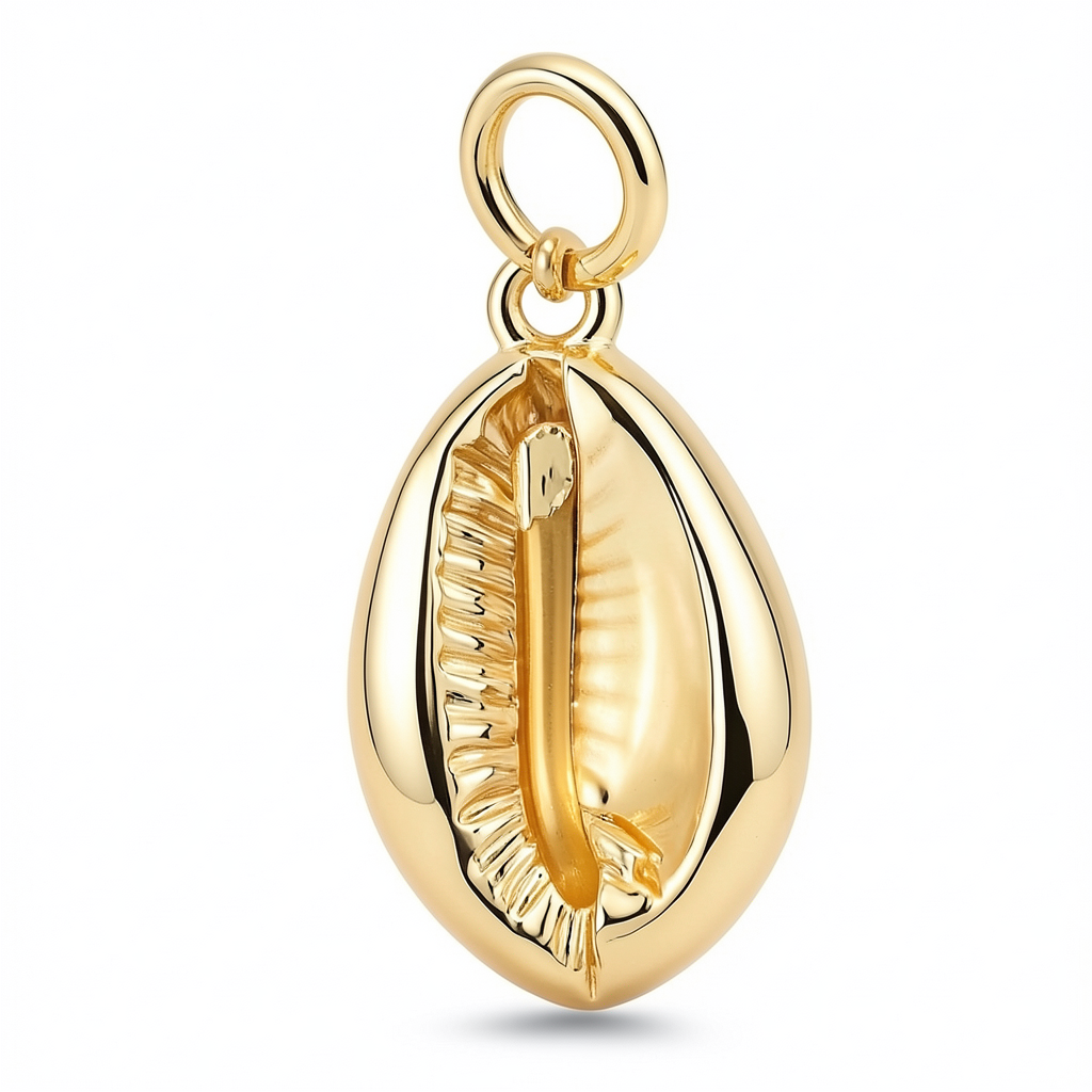 Solid Gold Cowrie Shell Pendant – Ocean-Inspired Luxury Charm
