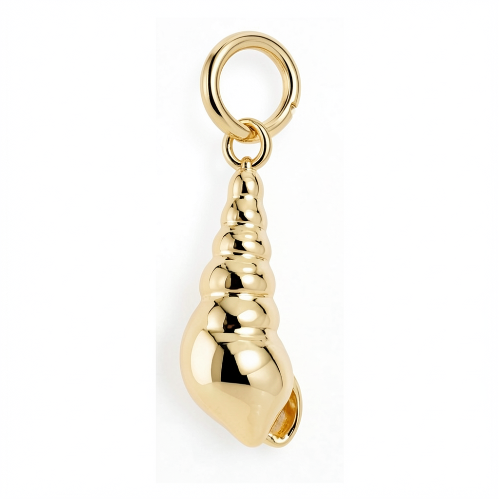 Spiral Shell Pendant – Polished Silver & Brass Ocean-Inspired Charm