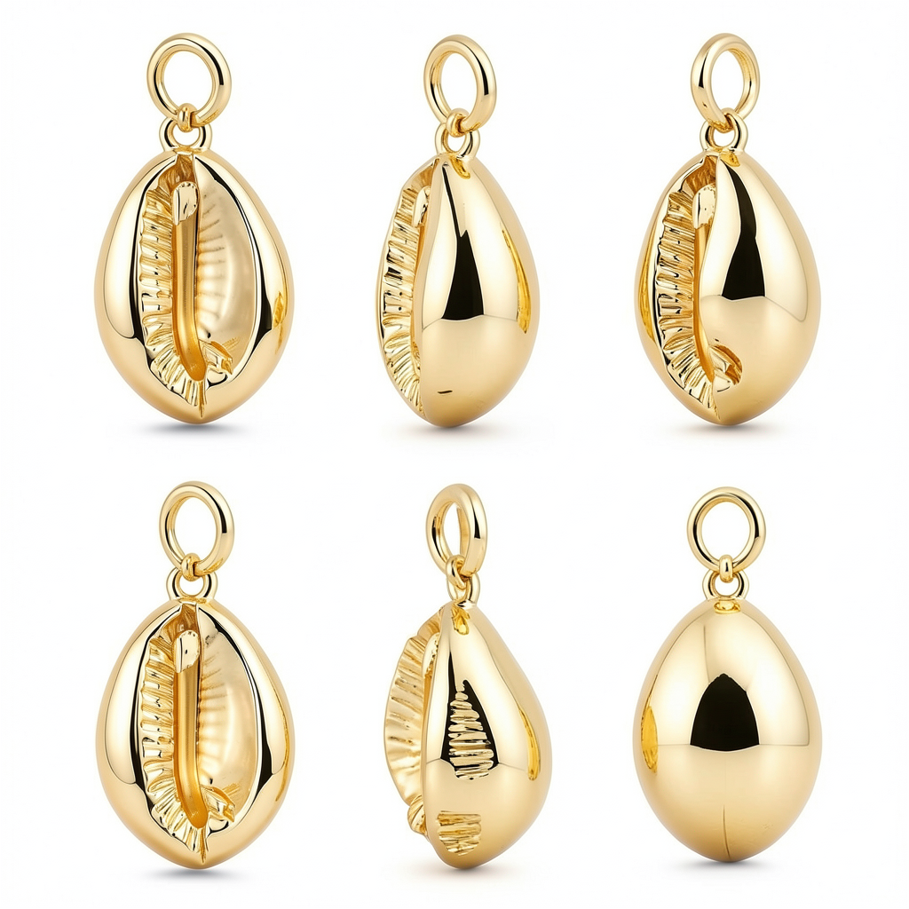 Solid Gold Cowrie Shell Pendant – Ocean-Inspired Luxury Charm