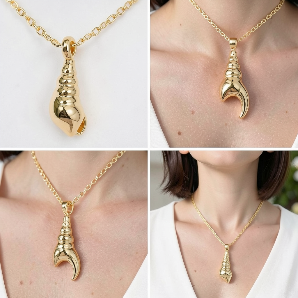 Solid Gold Spiral Shell Pendant – Ocean-Inspired Luxury Charm