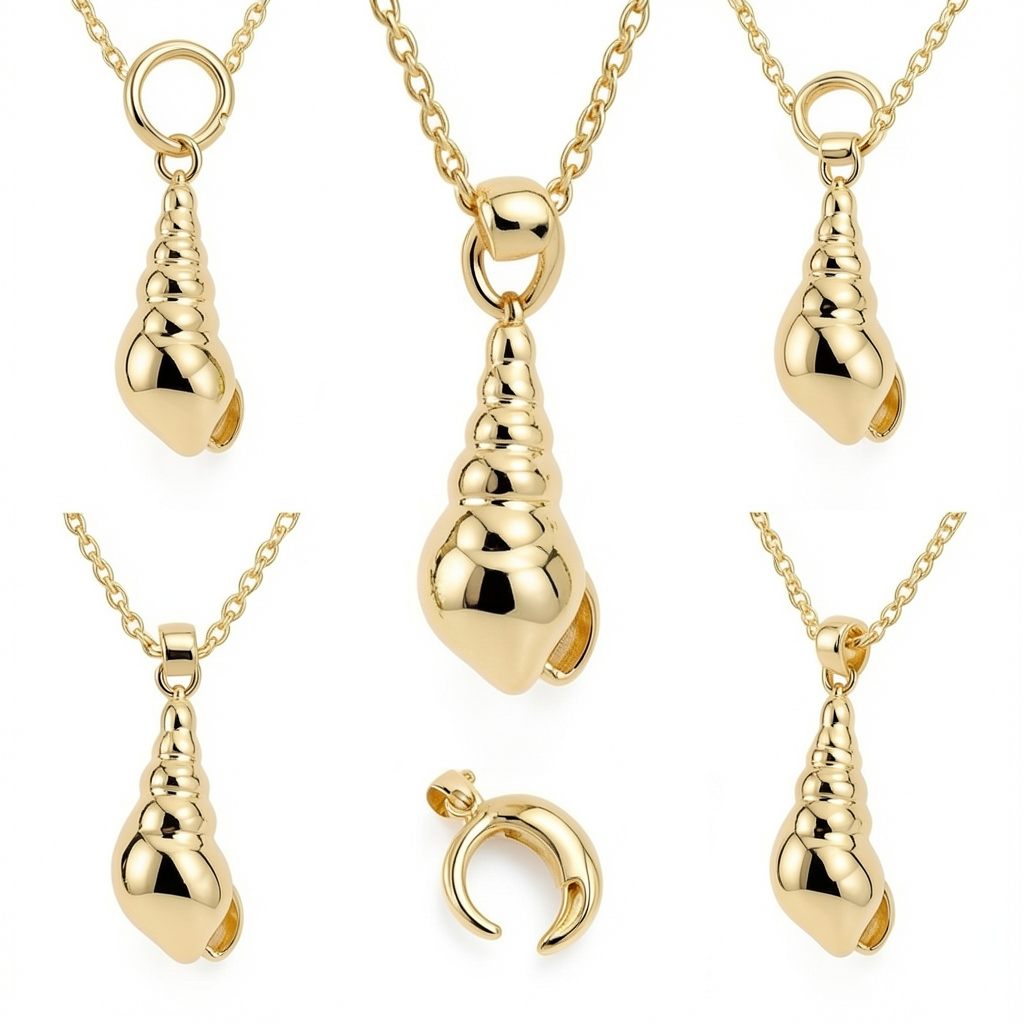Solid Gold Spiral Shell Pendant – Ocean-Inspired Luxury Charm