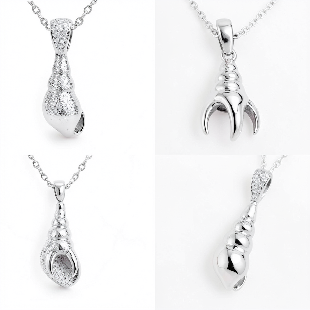 Spiral Shell Pendant – Polished Silver & Brass Ocean-Inspired Charm