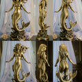 The Golden Mermaid Statue 250mm in gold finish by MokshaGoldSculptures, detailed scales and flowing hair.