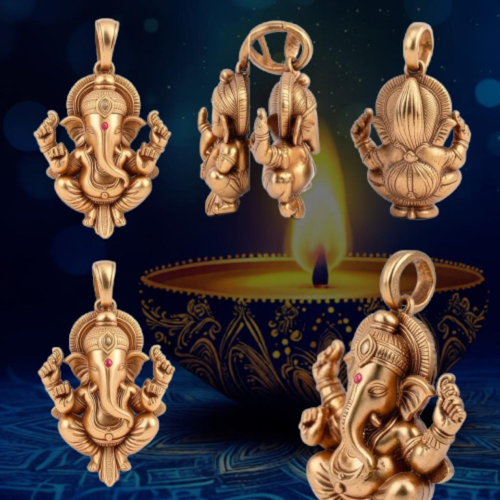 Lord Ganesh Pendant with Intricate Carvings – Modak & Blessing Gesture, Handcrafted Finis
