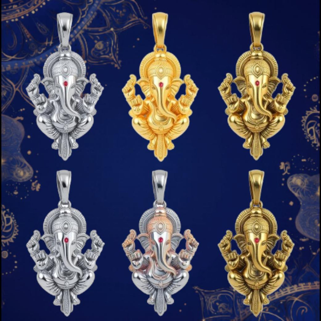 Lord Ganesh Pendant with Intricate Carvings – Modak & Blessing Gesture, Handcrafted Finis