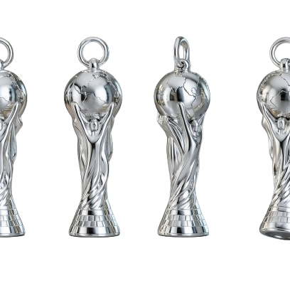 35mm World Champion Trophy Pendant Charm – Gold-Tone Metal Alloy – Football Cup Necklace