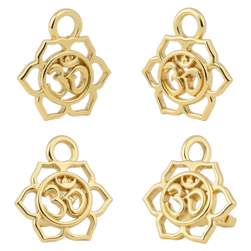 Golden Om Lotus Pendant 35x30mm – Ornamental Mandala Jewelry Charm – Casting Ready STL Design
