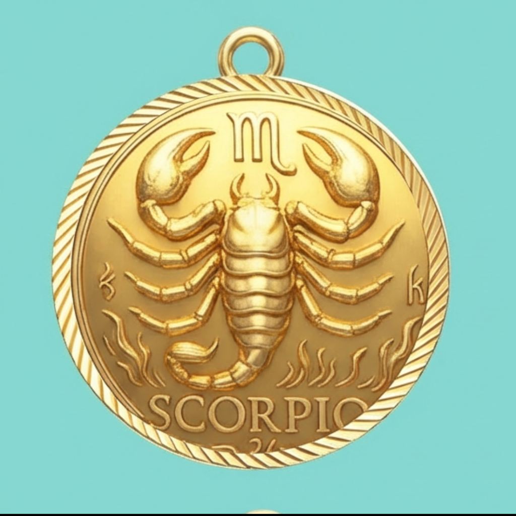 Scorpio Zodiac Pendant Necklace in Gold, Silver or Brass – Unisex 3D Horoscope Jewelry with Jump Ring, Astrology Charm