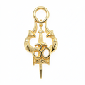 Gold Om Shiva Trishul Pendant 35x17mm – Polished Necklace Charm – Jewelry Casting Design