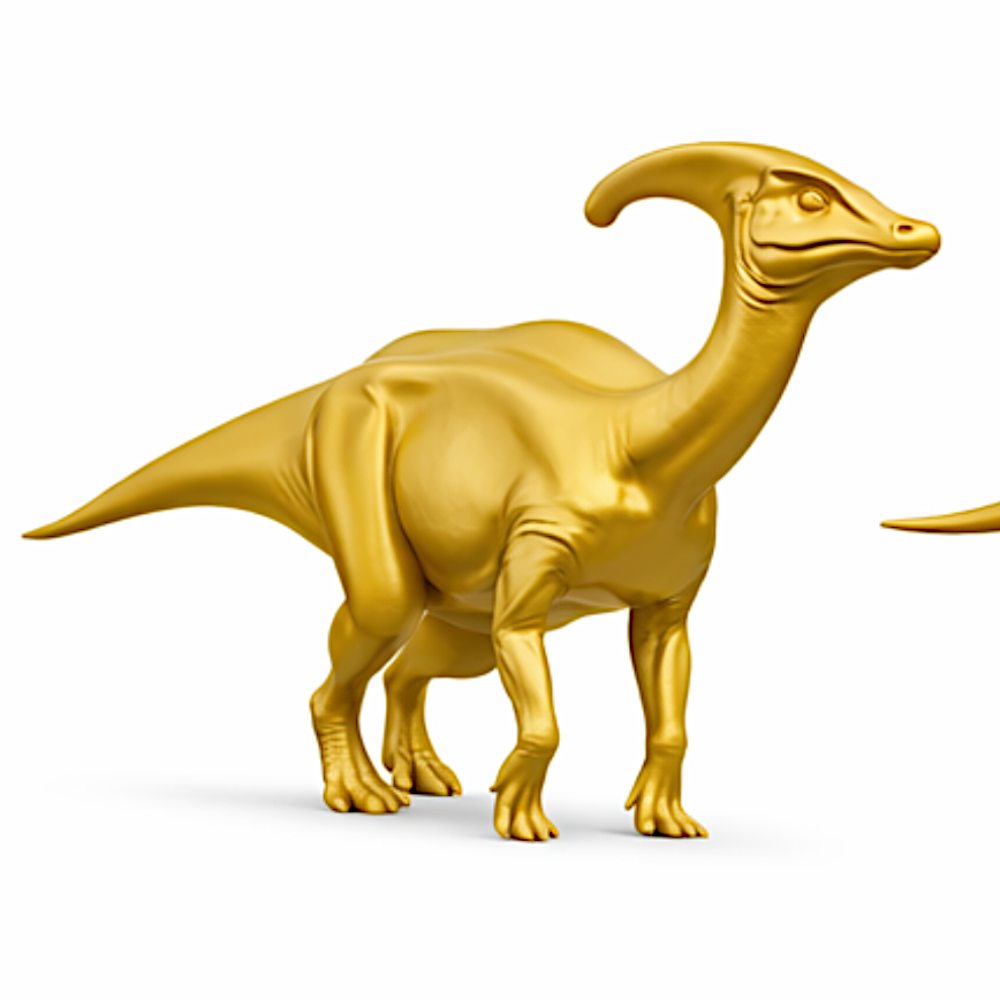 Parasaurolophus Dinosaur 3D Print (130mm) – Detailed Crest Dino Model – PLA, Nylon, Resin, TPU – Free Shipping