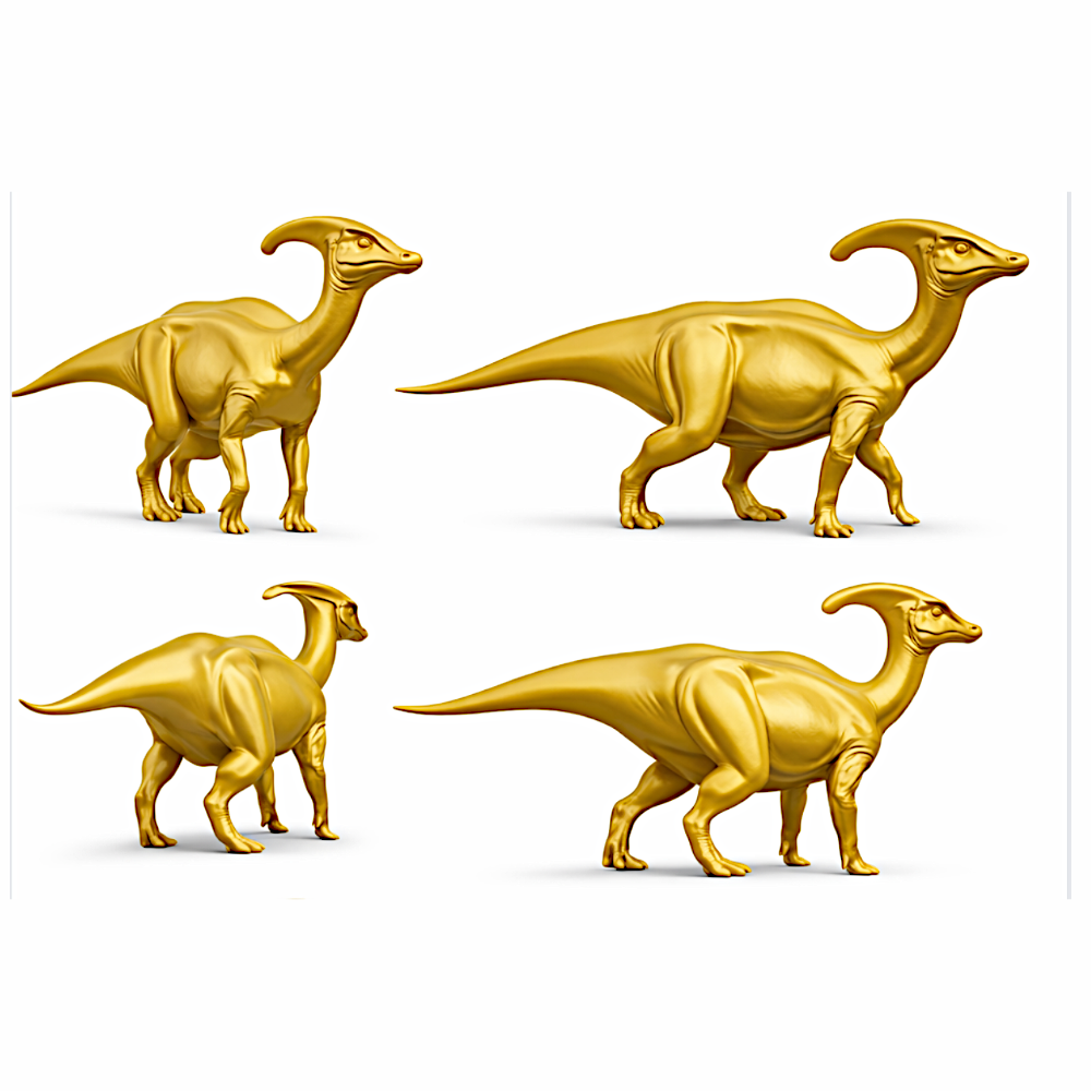 Parasaurolophus Dinosaur 3D Print (130mm) – Detailed Crest Dino Model – PLA, Nylon, Resin, TPU – Free Shipping